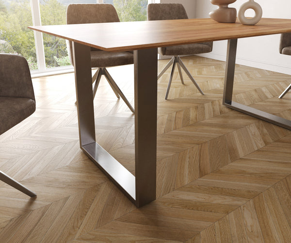 Dining Table Olympus 180x90cm Acacia Wood Natural Square Frame Slim Steel