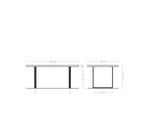 Dining Table Olympus 180x90cm Acacia Wood Natural Square Frame Slim Steel