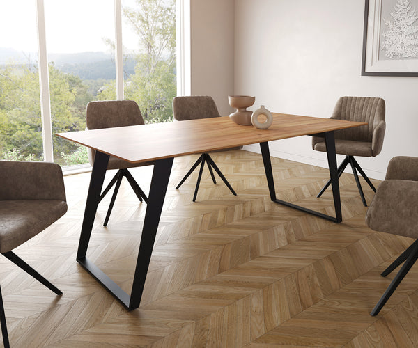 Dining Table Olympus 180x90cm Acacia Wood Natural Slanted Frame Black