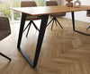 Dining Table Olympus 180x90cm Acacia Wood Natural Slanted Frame Black