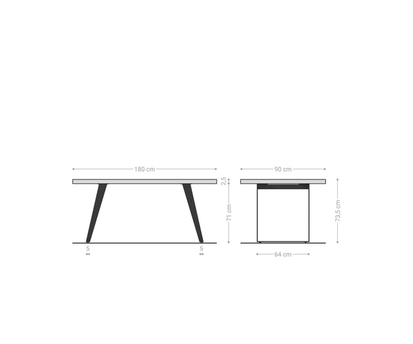 Dining Table Olympus 180x90cm Acacia Wood Natural Slanted Frame Black