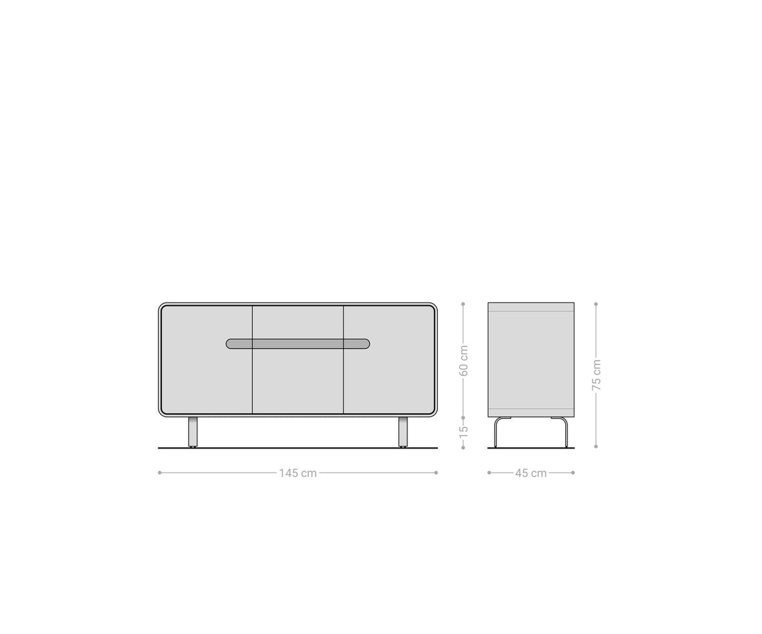 Sideboard Anaya 145cm Acacia Wood Natural 3 Doors L-Feet Silver