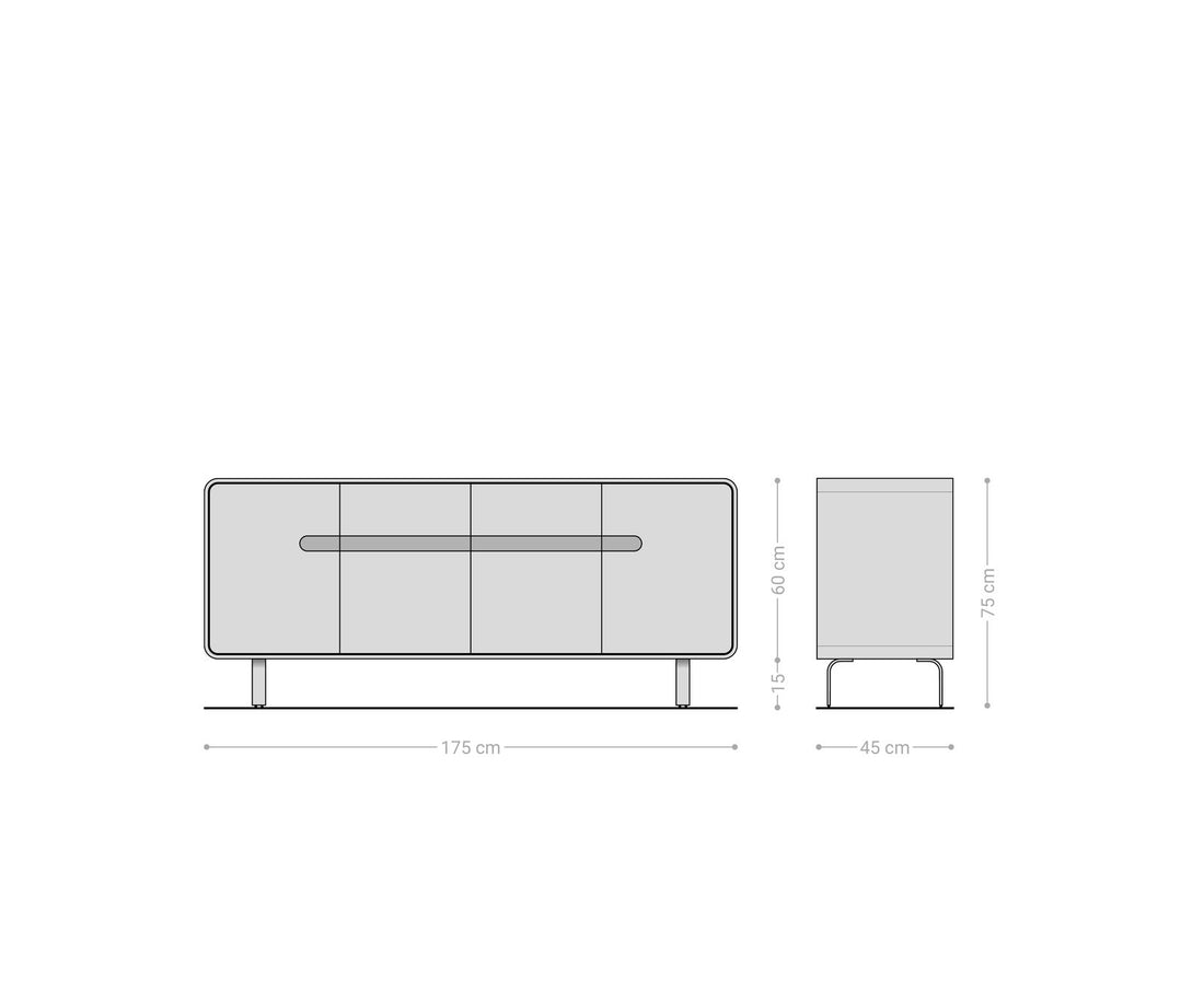 Sideboard Anaya 175cm Acacia Wood Natural 4 Doors L-Feet Silver