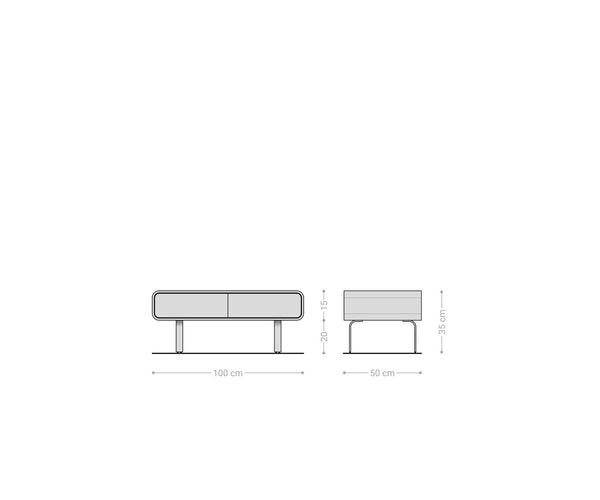 Coffee Table Anaya 100x50cm Acacia Wood Natural 2 Drawers L-Feet Silver