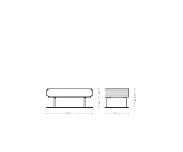 Coffee Table Anaya 100x50cm Acacia Wood Natural 1 Compartment L-Feet Silver