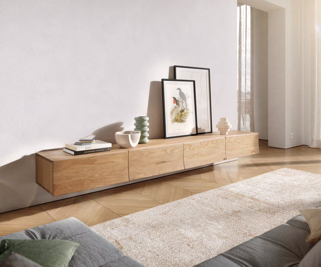 Floating TV Stand Wyatt 220cm Oak Wood Natural