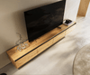 Floating TV Stand Stonegrace 240cm Oak Wood Natural 4 Doors Stone Veneer