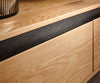 TV Stand Stonegrace 200cm Oak Wood Natural 4 Drawers Stone Veneer Oval Feet Metal Black