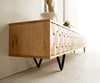 TV Stand Fevo 220cm Oak Wood Natural 4 Doors V-Feet Black