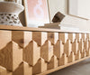 TV Stand Fevo 220cm Oak Wood Natural 4 Doors V-Feet Black