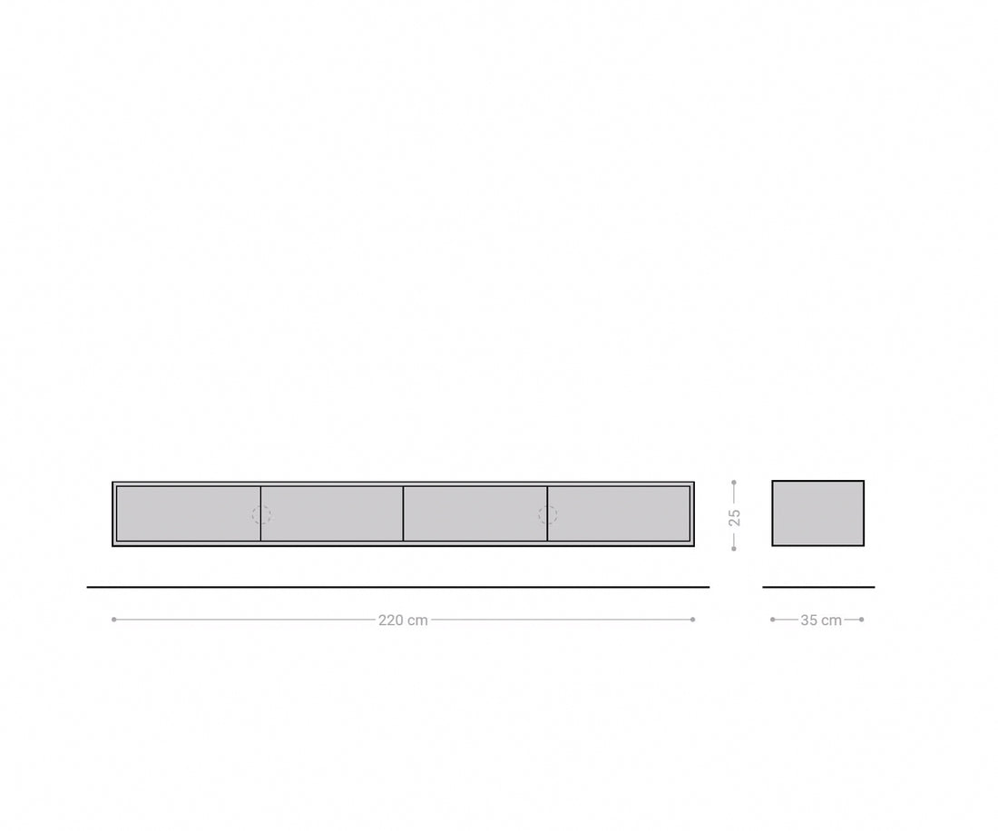 Floating TV Stand Fevo 220cm Oak Wood Natural 4 Doors