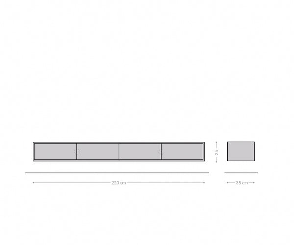 Floating TV Stand Fevo 220cm Oak Wood Natural 4 Doors