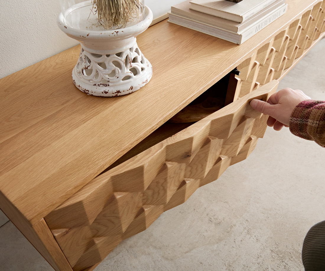 Floating TV Stand Fevo 220cm Oak Wood Natural 4 Doors