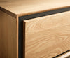 TV Stand Stonegrace 240cm Oak Wood Natural 2 Doors 1 Compartment 2 Drawers Stone Veneer V-Foot Metal Black
