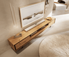 TV Stand Stonegrace 240cm Oak Wood Natural 2 Doors 1 Compartment 2 Drawers Stone Veneer V-Foot Metal Black