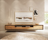 Floating TV Stand Stonegrace 240cm Oak Wood Natural 2 Doors 1 Compartment 2 Drawers Stone Veneer