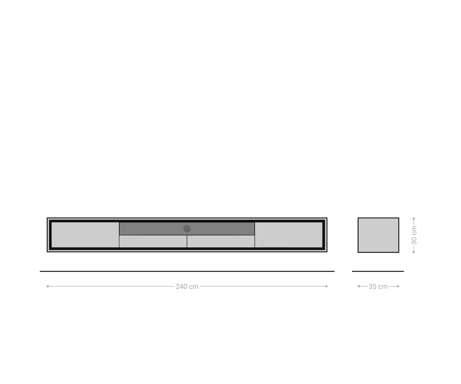 Floating TV Stand Stonegrace 240cm Oak Wood Natural 2 Doors 1 Compartment 2 Drawers Stone Veneer