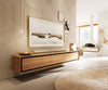 Floating TV Stand Stonegrace 200cm Oak Wood Natural 4 Doors Stone Veneer