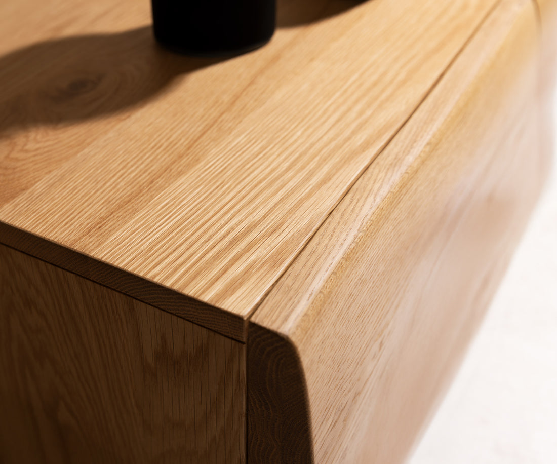 Floating Sideboard New Live-Edge 145cm 3 Doors Oak Wood Natural