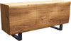 Sideboard New Live-Edge 145cm 3 Doors Oak Wood Natural Square Feet Black