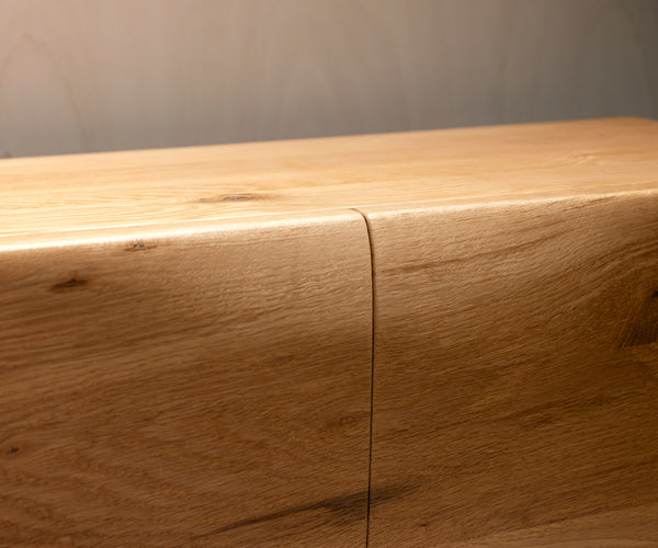Sideboard New Live-Edge 145cm 3 Doors Oak Wood Natural Square Feet Black