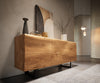 Sideboard New Live-Edge 145cm 3 Doors Oak Wood Natural Square Feet Black