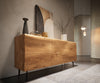 Sideboard New Live-Edge 145cm 3 Doors Oak Wood Natural Angled Feet Black