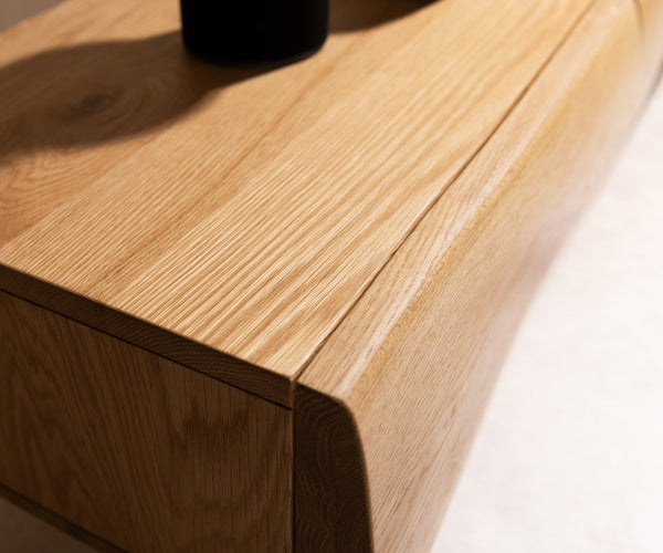 Floating TV Stand New Live-Edge 200cm 4 Doors Oak Wood Natural