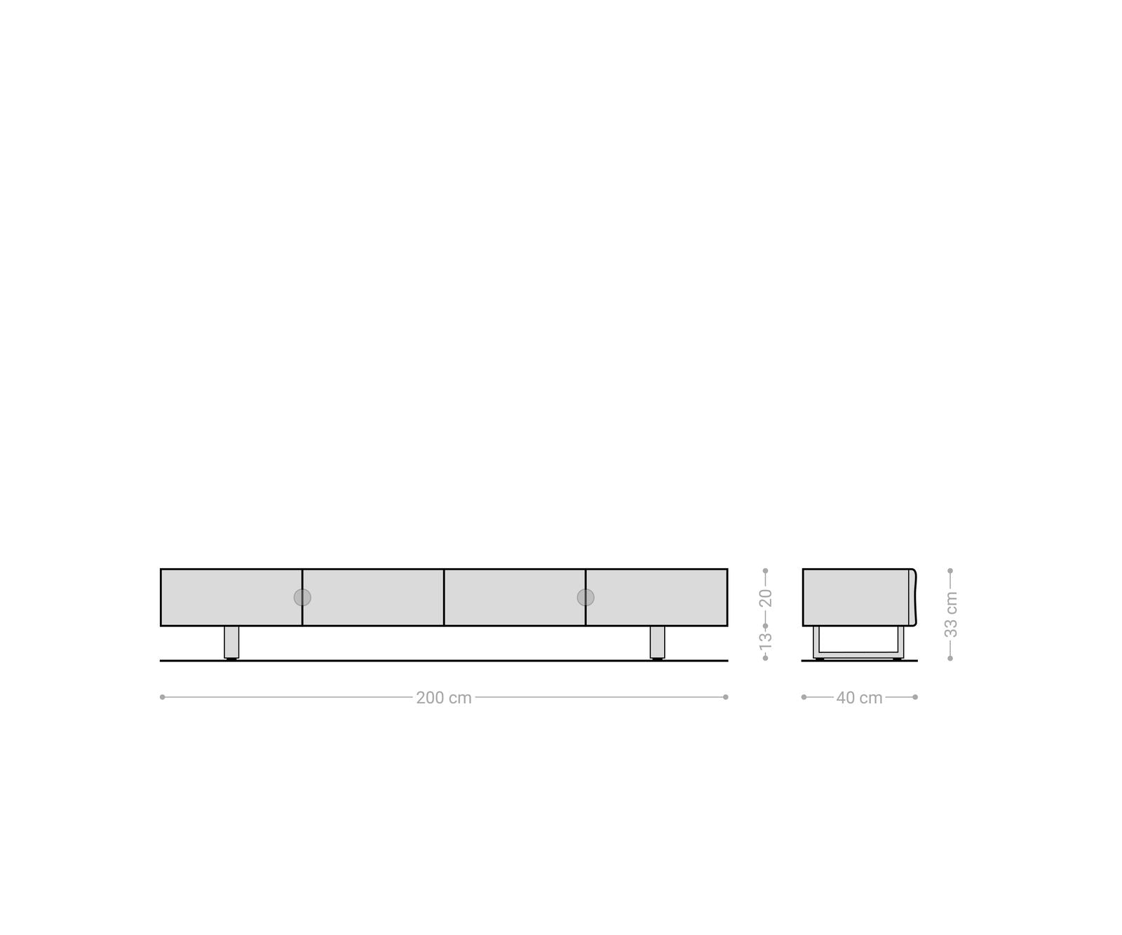 TV Stand New Live-Edge 200cm 4 Doors Oak Wood Natural Square Feet Black