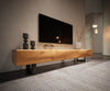 TV Stand New Live-Edge 200cm 4 Doors Oak Wood Natural Square Feet Black
