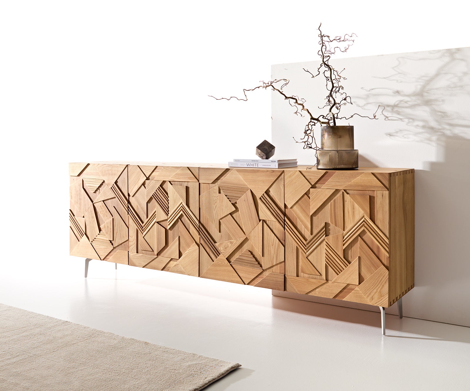 Sideboard Dareios 200cm Elm Wood Natural 4 Doors