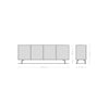 Sideboard Dareios 200cm Elm Wood Black 4 Doors
