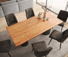 Dining Table Olympus Live-Edge 200x100cm Acacia Wood Natural Three Pillars Frame Black