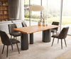 Dining Table Olympus Live-Edge 200x100cm Acacia Wood Natural Three Pillars Frame Black