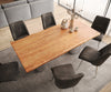 Dining Table Olympus Live-Edge 200x100cm Acacia Wood Natural Three Pillars Frame Steel