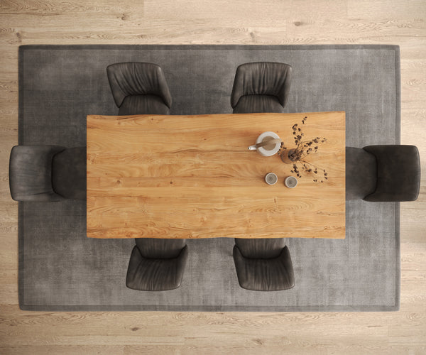 Dining Table Olympus Live-Edge 200x100cm Acacia Wood Natural Three Pillars Frame Steel