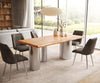 Dining Table Olympus Live-Edge 200x100cm Acacia Wood Natural Three Pillars Frame Steel