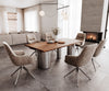 Dining Table Olympus Live-Edge 200x100cm Acacia Wood Brown Three Pillars Frame Steel 35mm Top