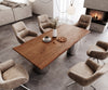 Dining Table Olympus Live-Edge 200x100cm Acacia Wood Brown Three Pillars Frame Steel 35mm Top
