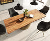 Dining Table Olympus Live Edge 240x100cm Acacia Wood Natural Cone Frame Gold 35mm Top