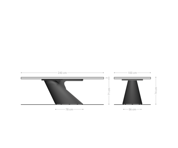 Dining Table Olympus Live Edge 240x100cm Acacia Wood Natural Cone Frame Gold 35mm Top