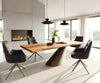 Dining Table Olympus Live Edge 240x100cm Acacia Wood Natural Cone Frame Gold 35mm Top