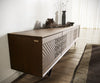 TV Stand Manjula 200cm Mango Wood Brown V-Foot Metal Black