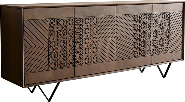 Sideboard Manjula 172cm Mango Wood Brown V-Foot Metal Black