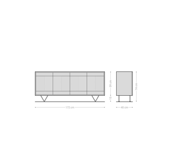 Sideboard Manjula 172cm Mango Wood Brown V-Foot Metal Black