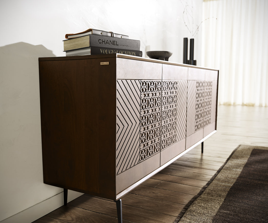 Sideboard Manjula 172cm Mango Wood Brown Angled Feet Black