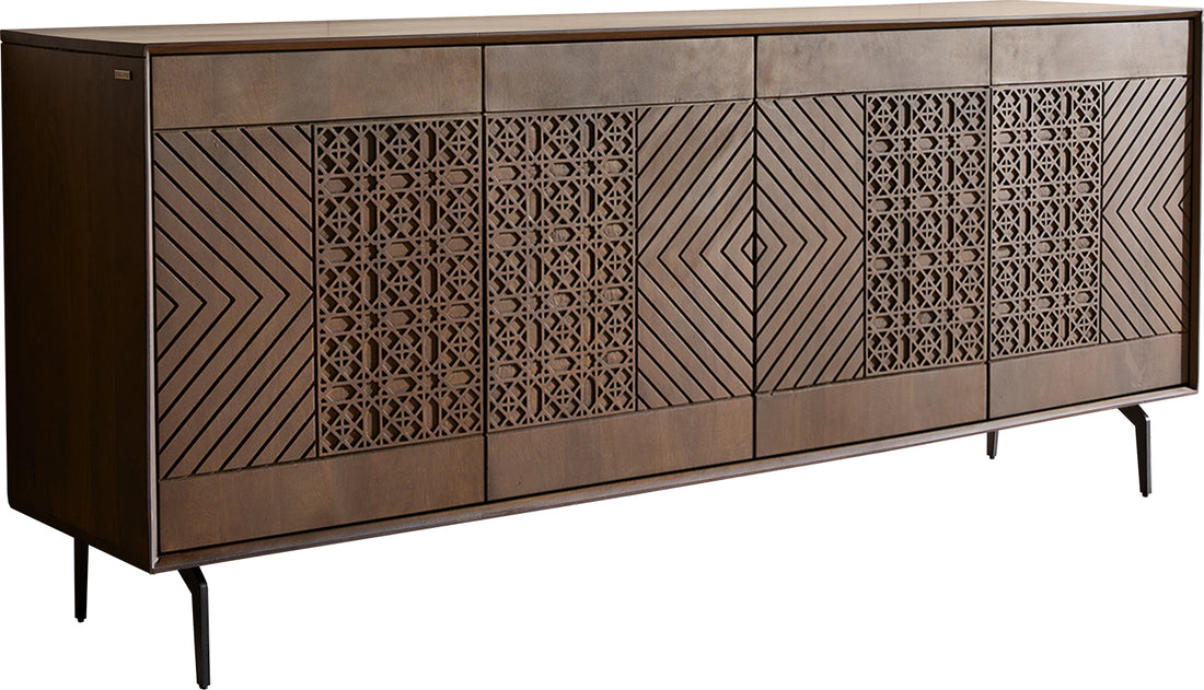 Sideboard Manjula 172cm Mango Wood Brown Angled Feet Black