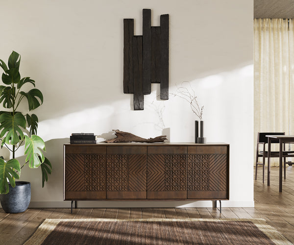 Sideboard Manjula 172cm Mango Wood Brown Angled Feet Black