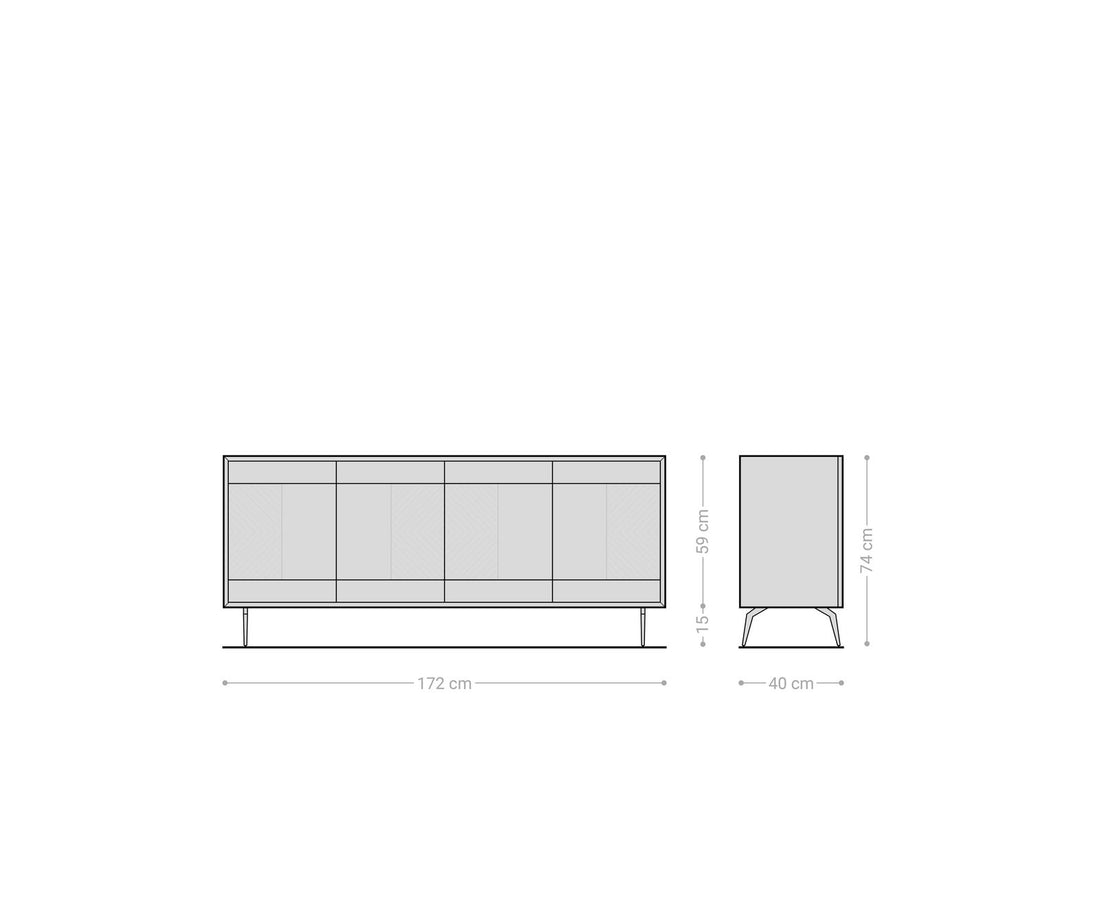 Sideboard Manjula 172cm Mango Wood Brown Angled Feet Black