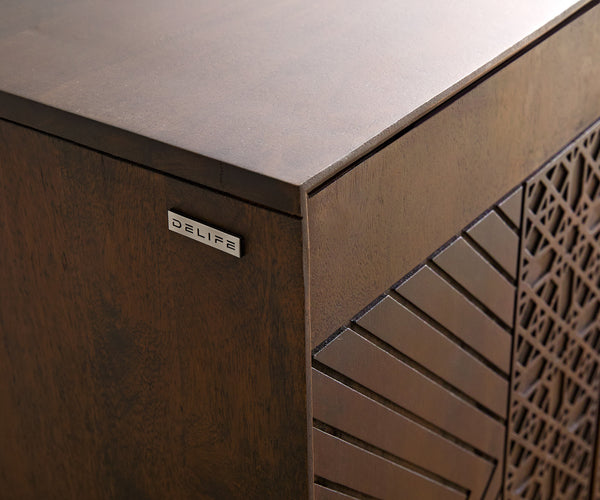 Sideboard Manjula 145cm Mango Wood Brown V-Foot Metal Black